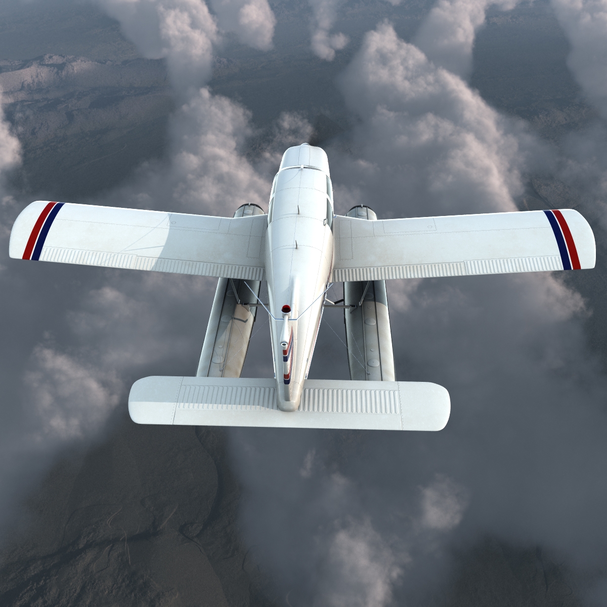 Light Aircraft Piper PA 28 Cherokee Seaplane 3D model