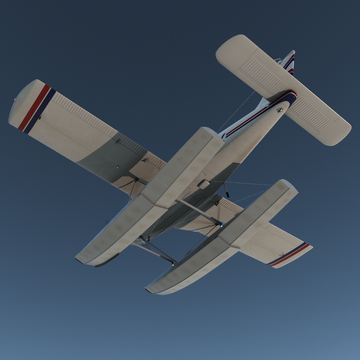 Light Aircraft Piper PA 28 Cherokee Seaplane 3D model