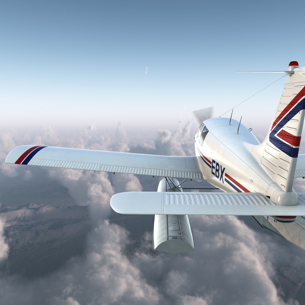 Light Aircraft Piper PA 28 Cherokee Seaplane 3D model