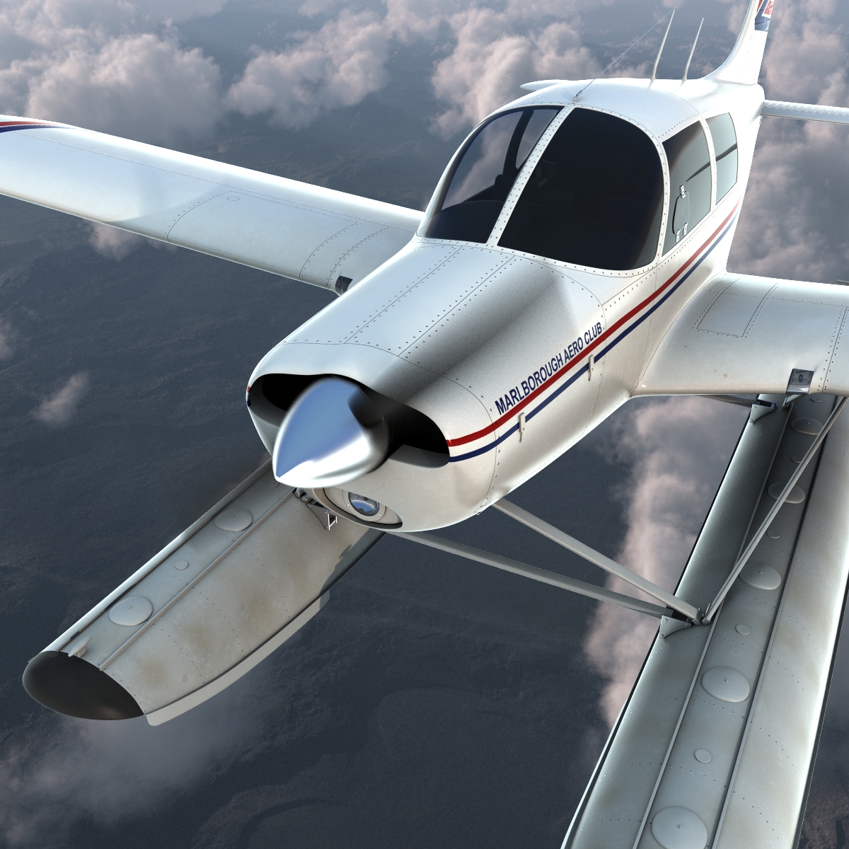 Light Aircraft Piper PA 28 Cherokee Seaplane 3D model