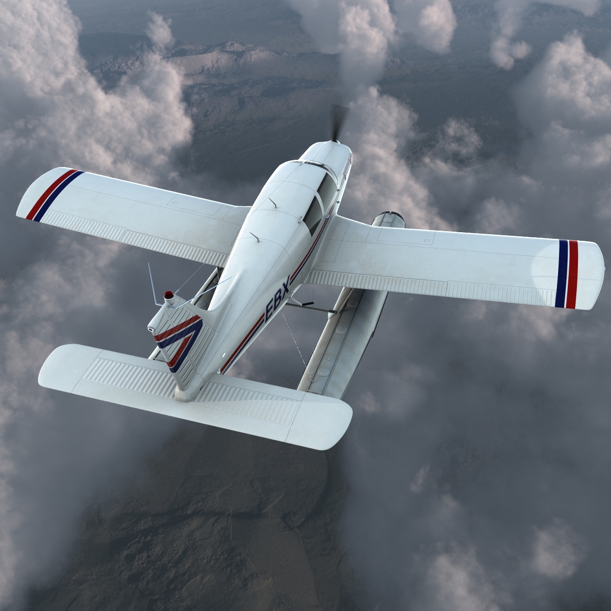 Light Aircraft Piper PA 28 Cherokee Seaplane 3D model