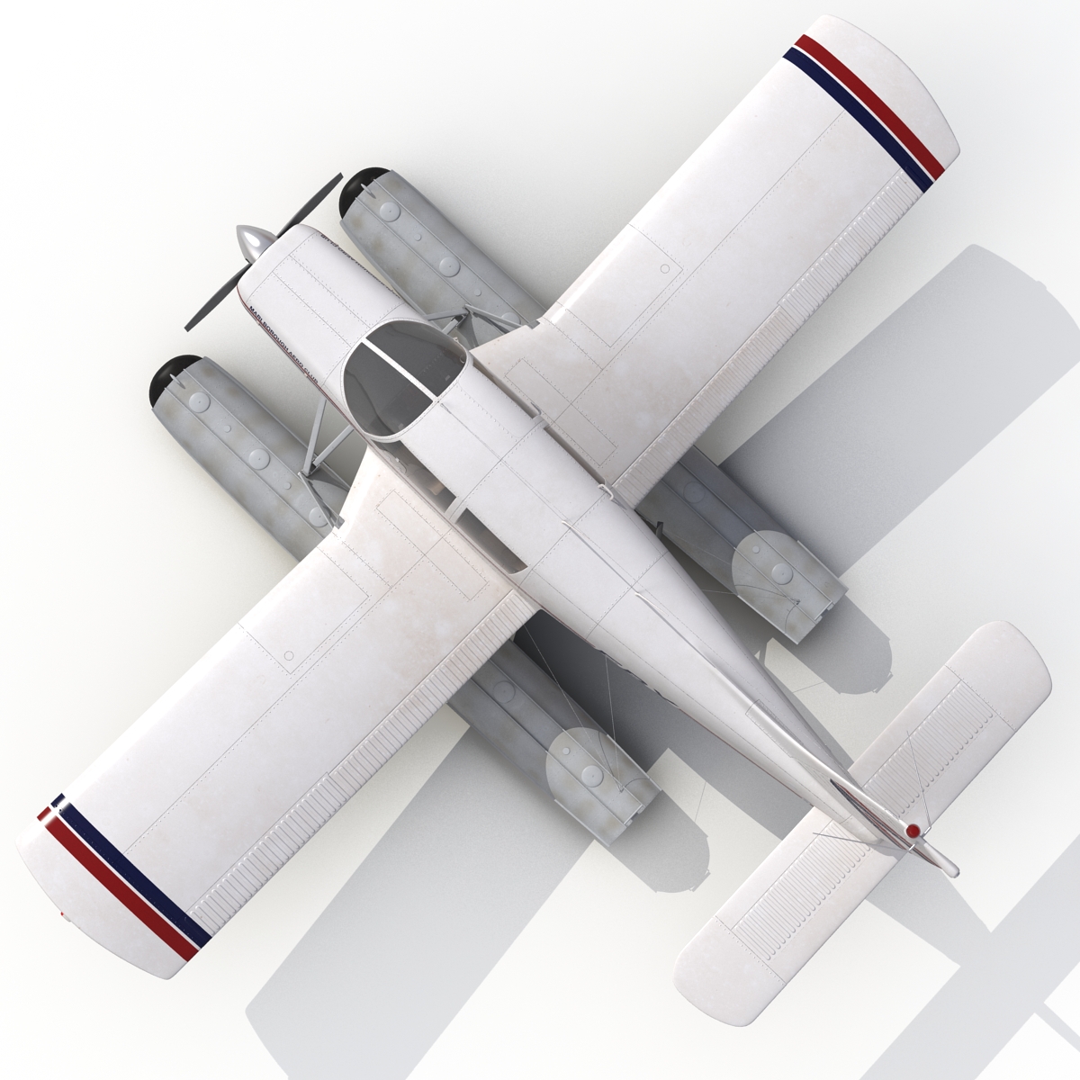 Light Aircraft Piper PA 28 Cherokee Seaplane 3D model