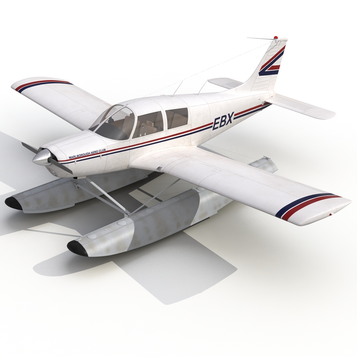 Light Aircraft Piper PA 28 Cherokee Seaplane 3D model