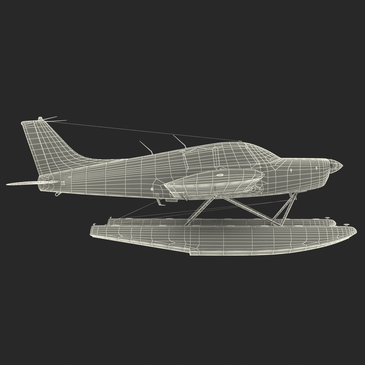 Light Aircraft Piper PA 28 Cherokee Seaplane 3D model