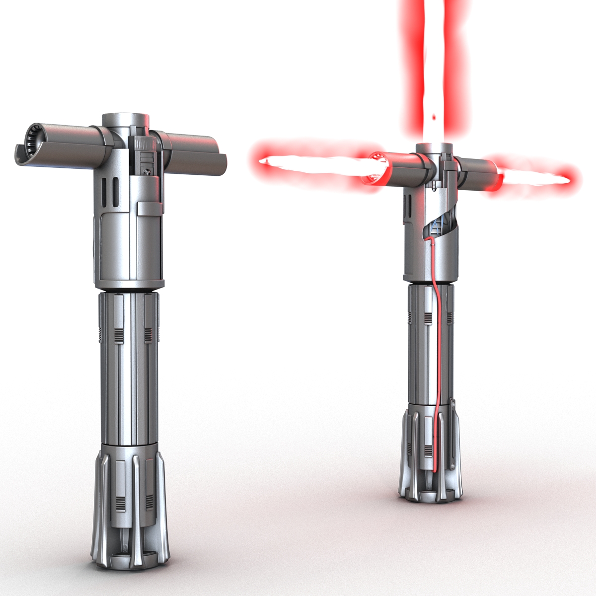 3D Kylo Ren Lightsaber Set model