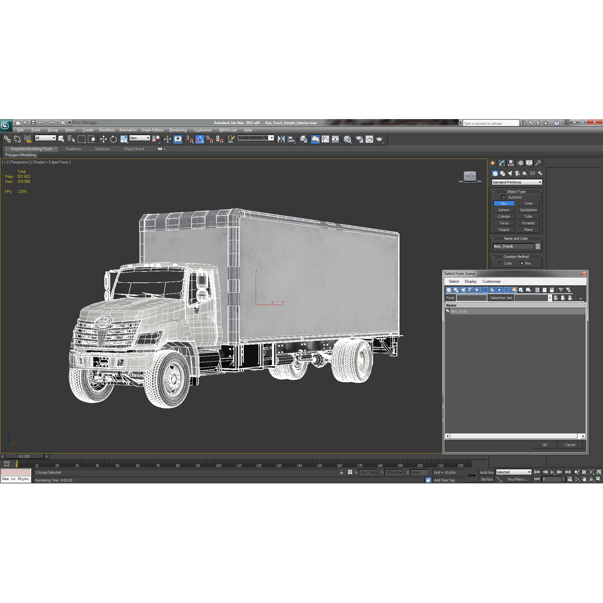 3D model Box Truck Simple Interior