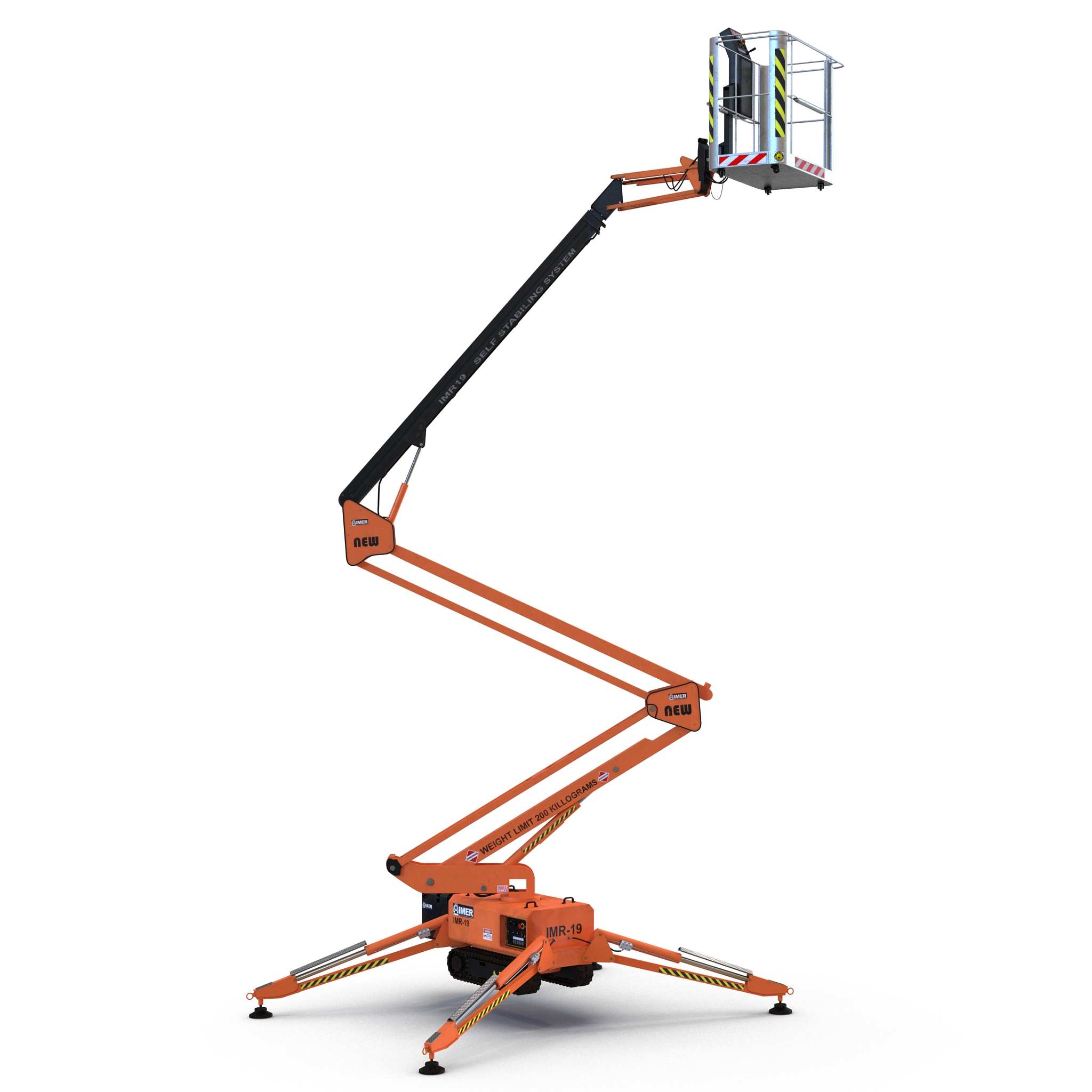 Telescopic Boom Lift Orange Rigged 3D model