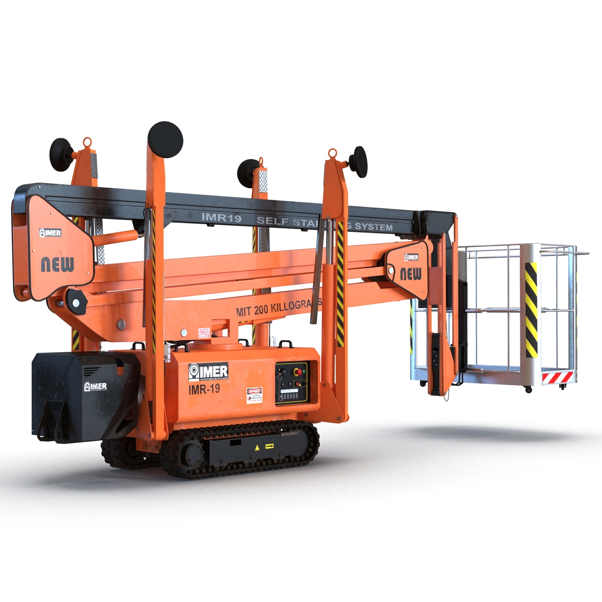 Telescopic Boom Lift Orange Rigged 3D model