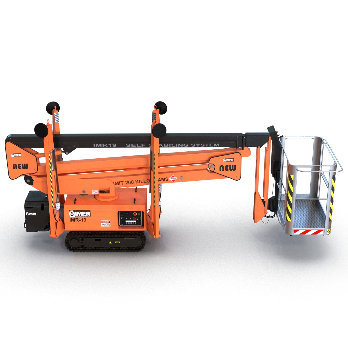 Telescopic Boom Lift Orange Rigged 3D model