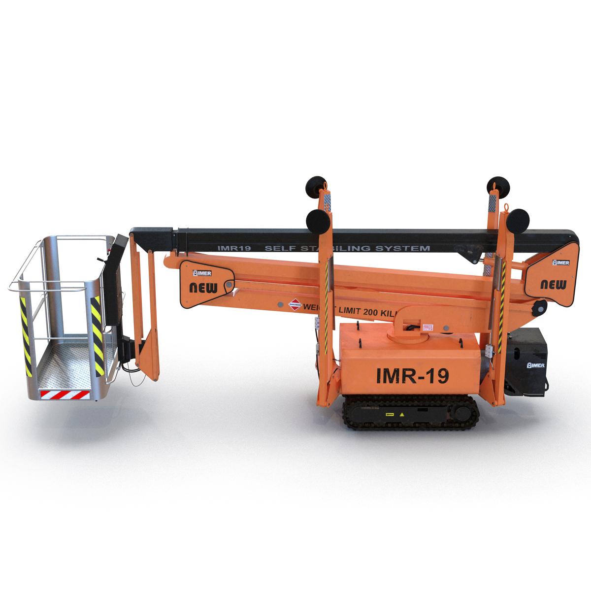 Telescopic Boom Lift Orange Rigged 3D model