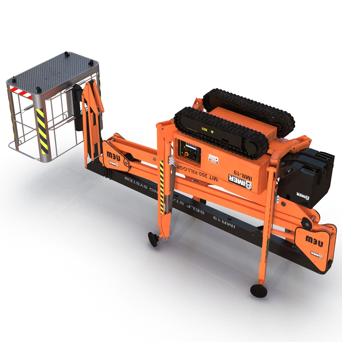 Telescopic Boom Lift Orange Rigged 3D model