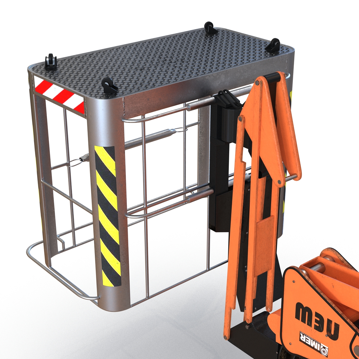 Telescopic Boom Lift Orange Rigged 3D model