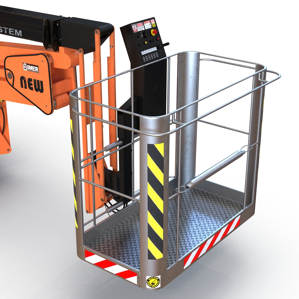 Telescopic Boom Lift Orange Rigged 3D model