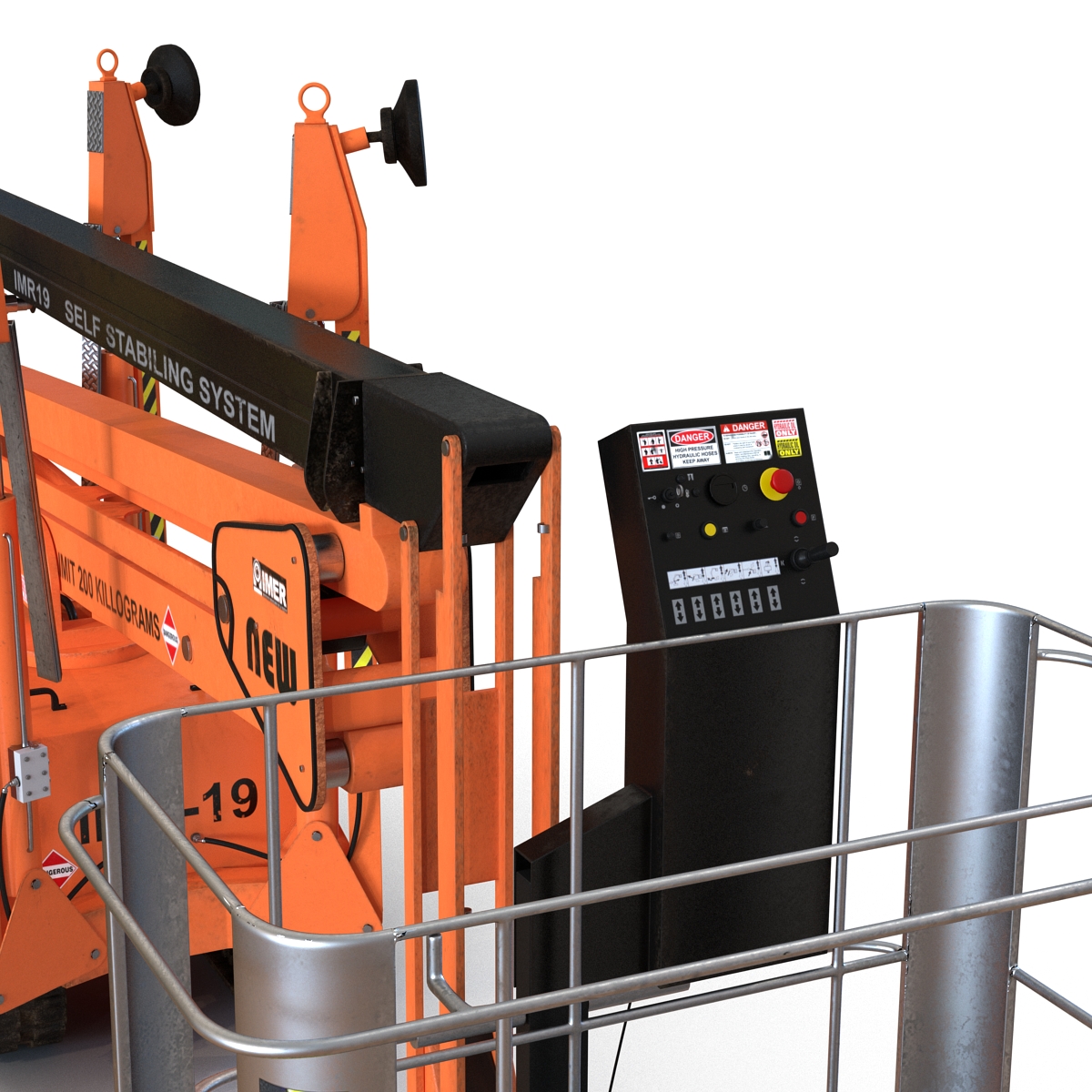 Telescopic Boom Lift Orange Rigged 3D model