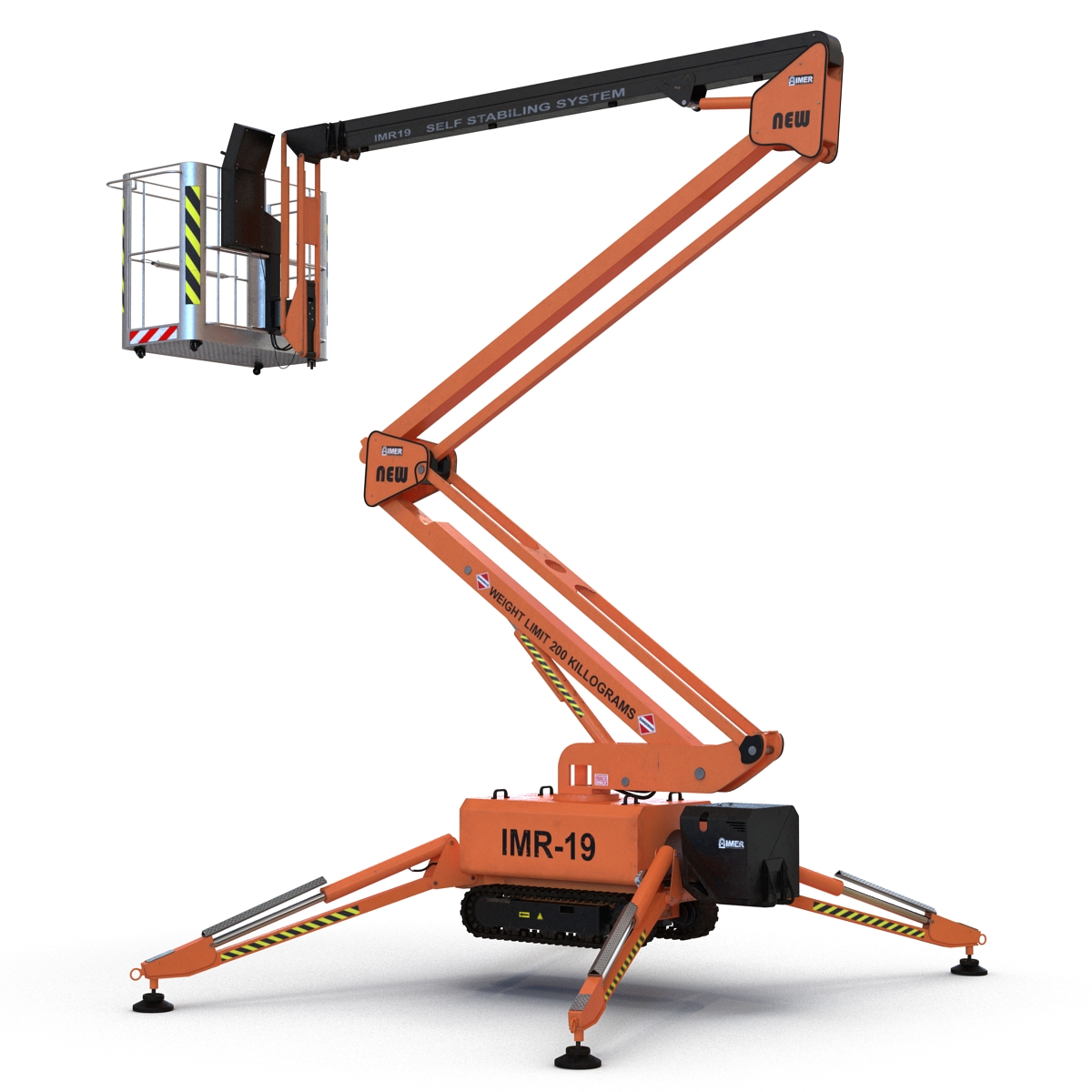 Telescopic Boom Lift Orange Rigged 3D model