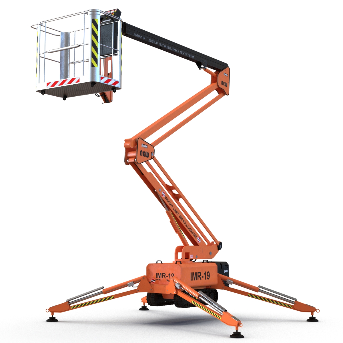 Telescopic Boom Lift Orange Rigged 3D model