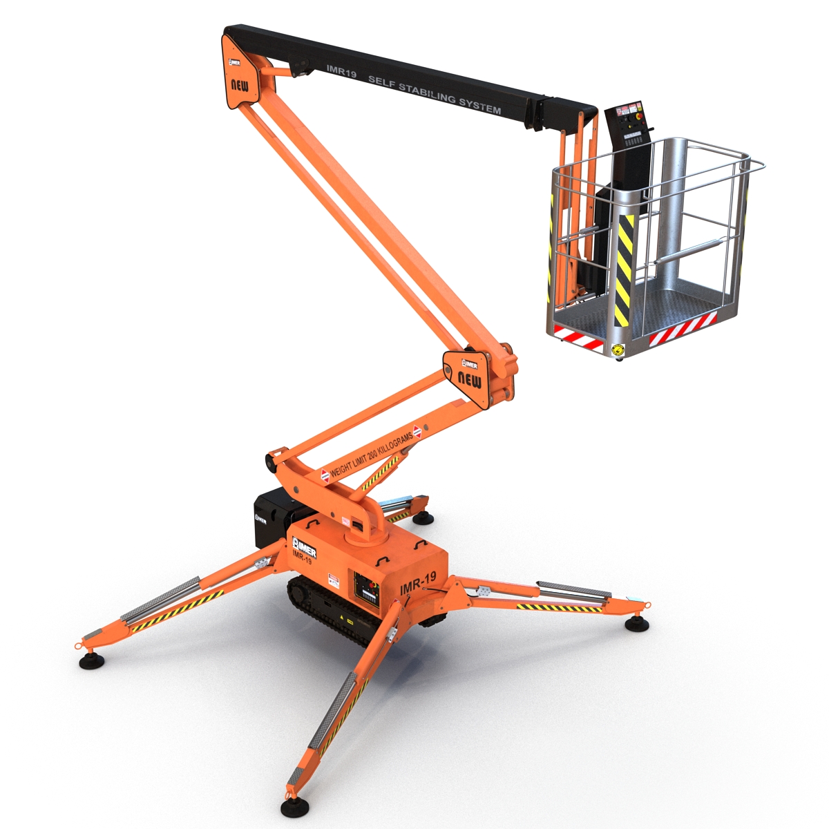 Telescopic Boom Lift Orange Rigged 3D model