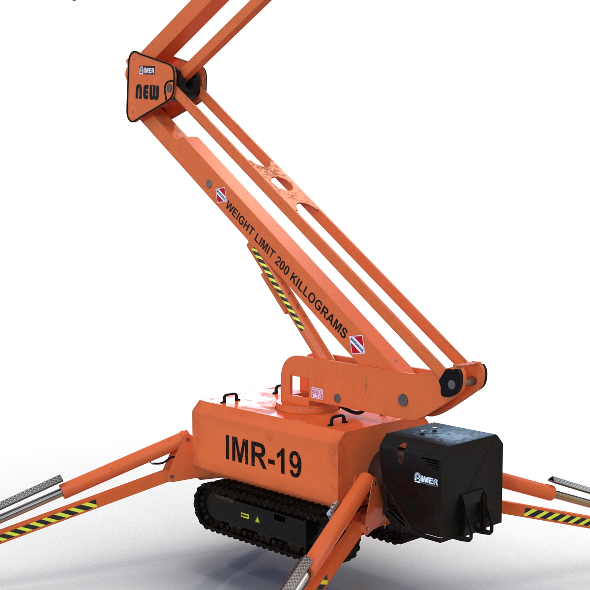 Telescopic Boom Lift Orange Rigged 3D model