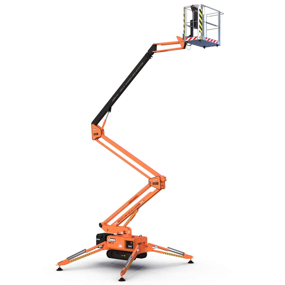 Telescopic Boom Lift Orange Rigged 3D model