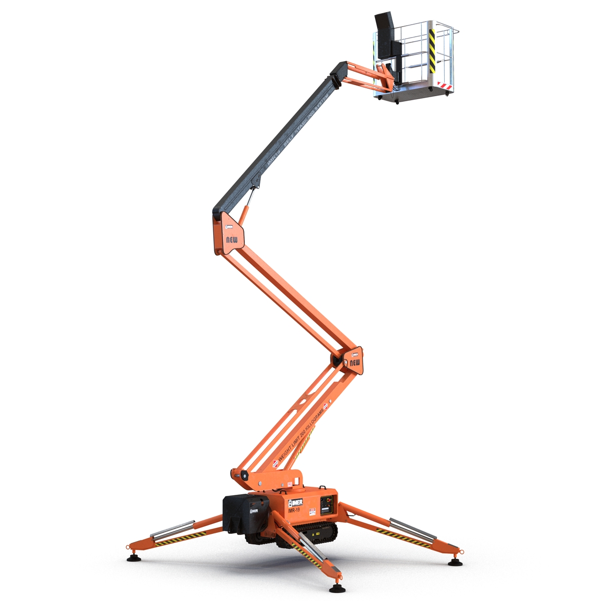 Telescopic Boom Lift Orange Rigged 3D model