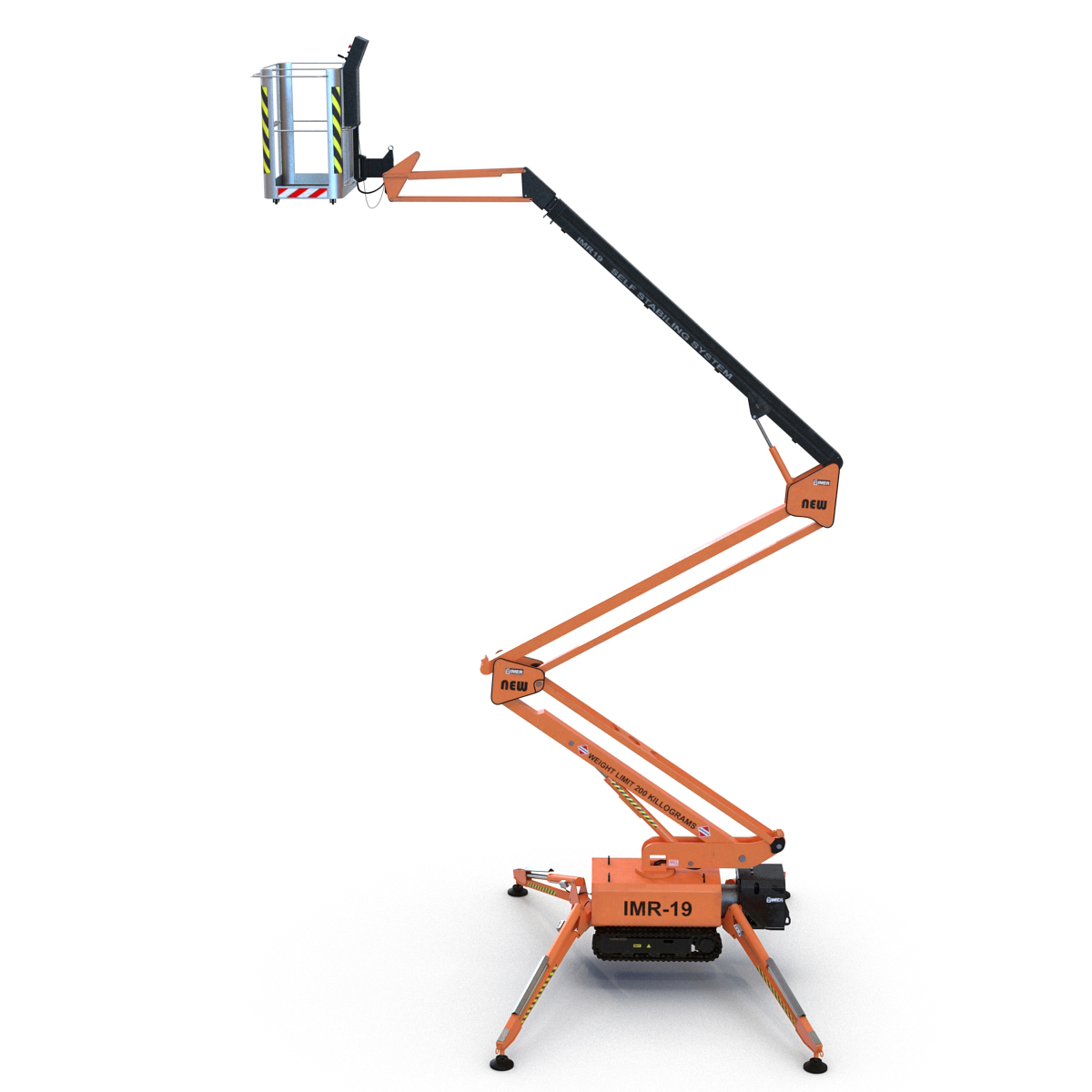 Telescopic Boom Lift Orange Rigged 3D model