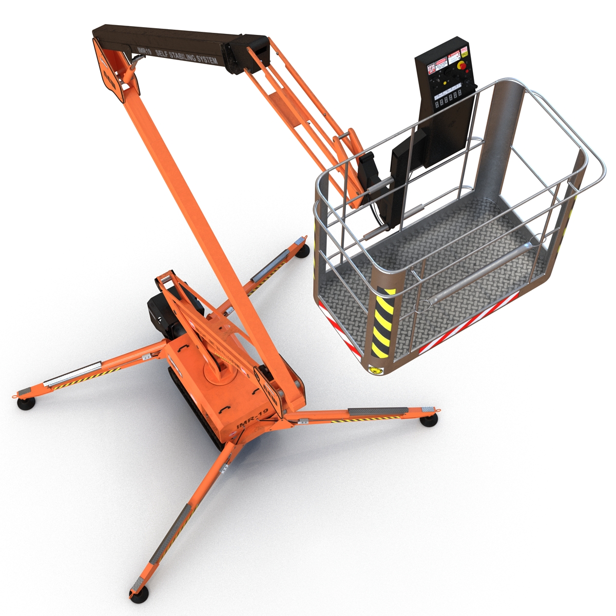 Telescopic Boom Lift Orange Rigged 3D model