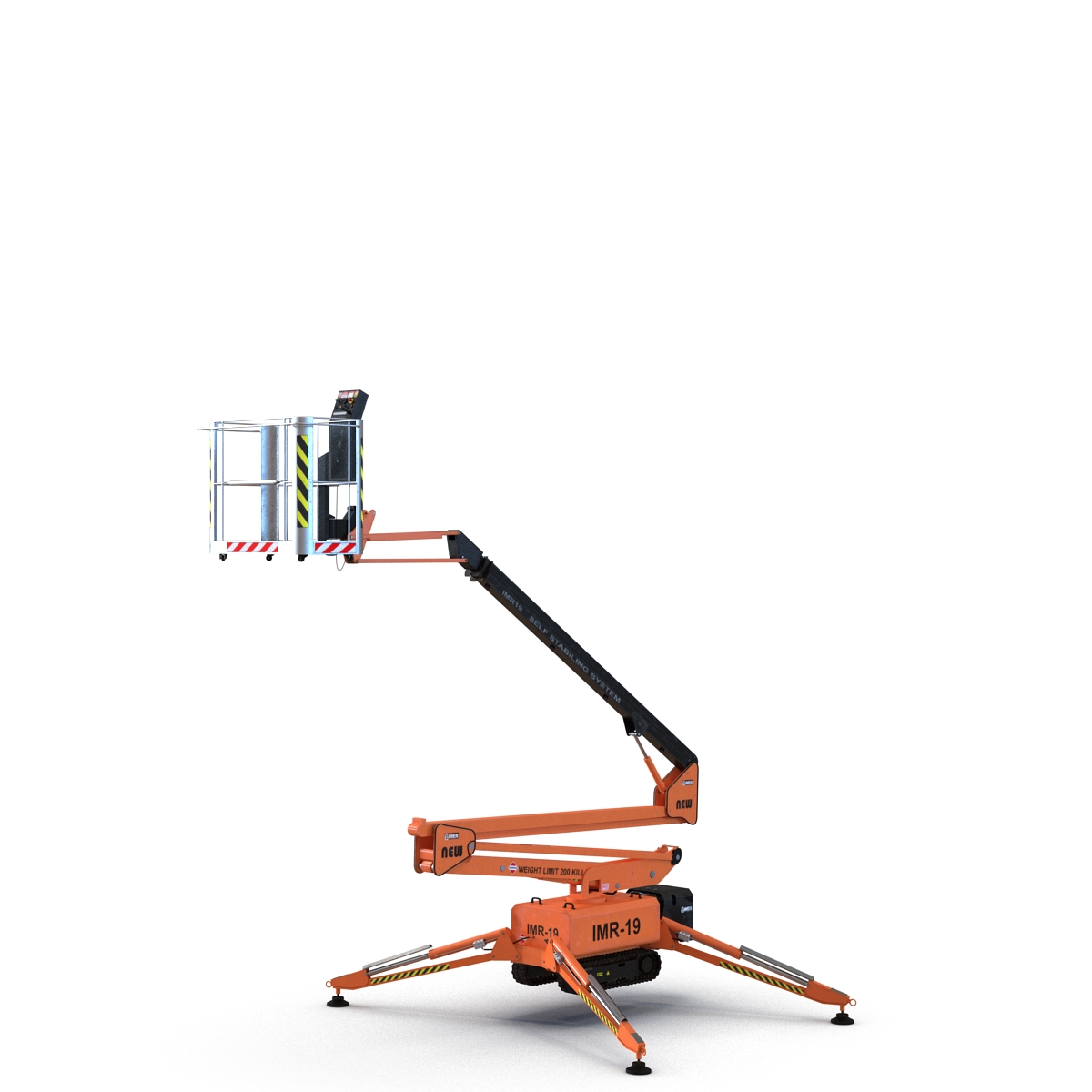 Telescopic Boom Lift Orange Rigged 3D model