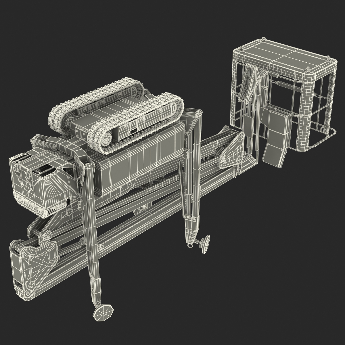 Telescopic Boom Lift Orange Rigged 3D model