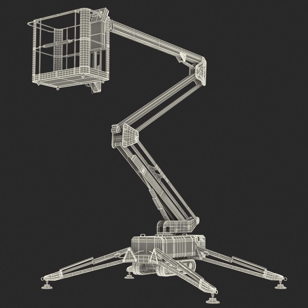 Telescopic Boom Lift Orange Rigged 3D model