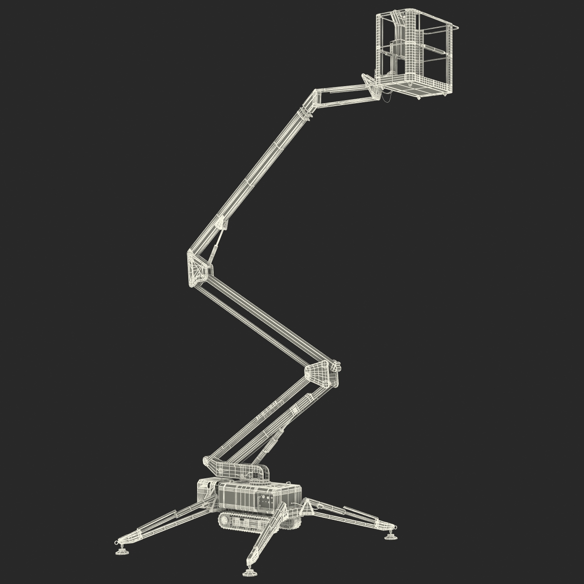 Telescopic Boom Lift Orange Rigged 3D model