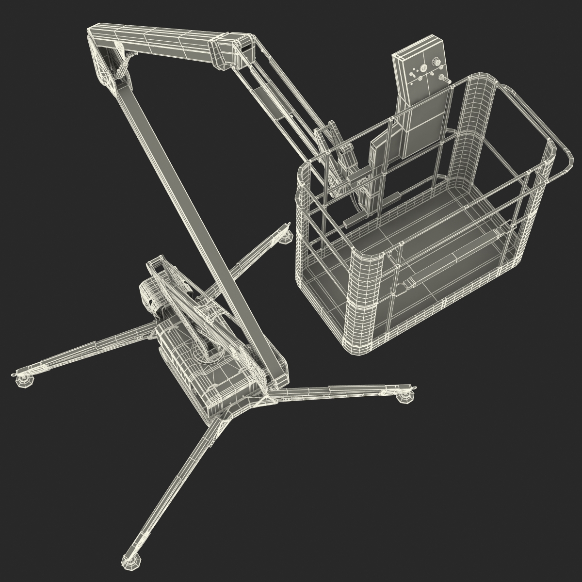 Telescopic Boom Lift Orange Rigged 3D model