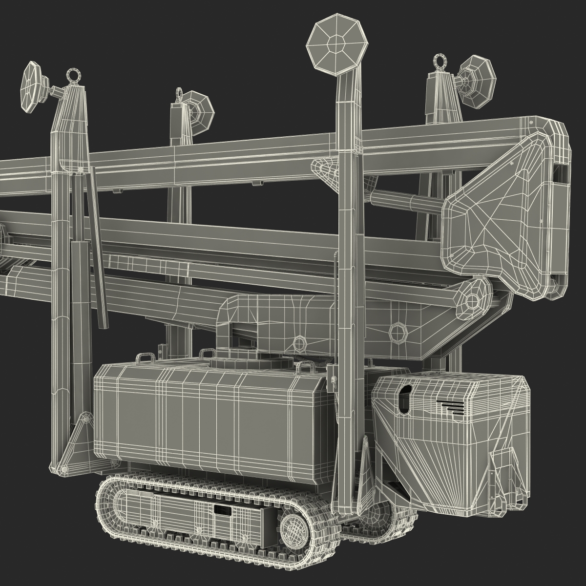 Telescopic Boom Lift Orange Rigged 3D model