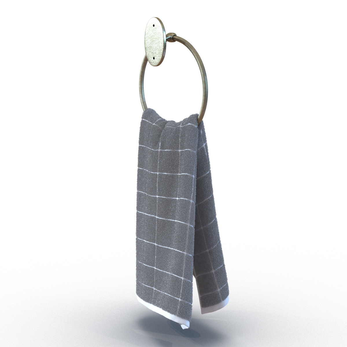 Hanging Bathroom Towel 2 White with Fur 3D model