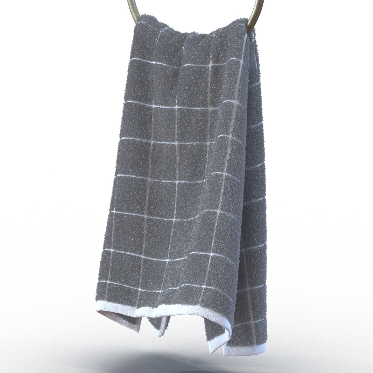 Hanging Bathroom Towel 2 White with Fur 3D model