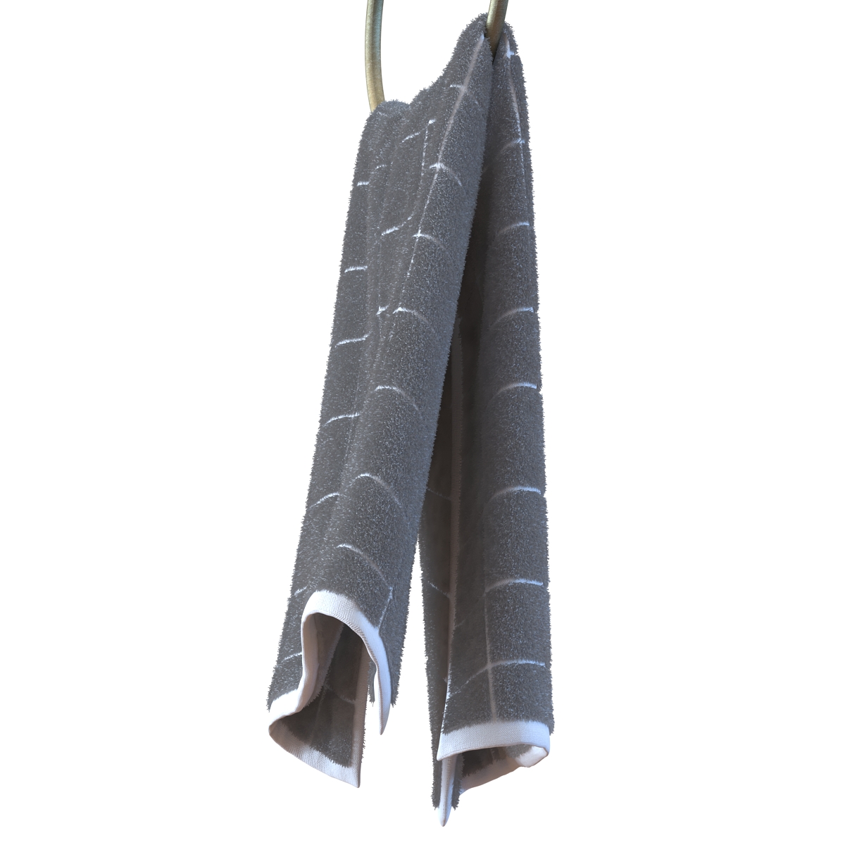 Hanging Bathroom Towel 2 White with Fur 3D model