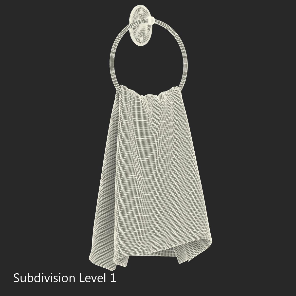 Hanging Bathroom Towel 2 White with Fur 3D model