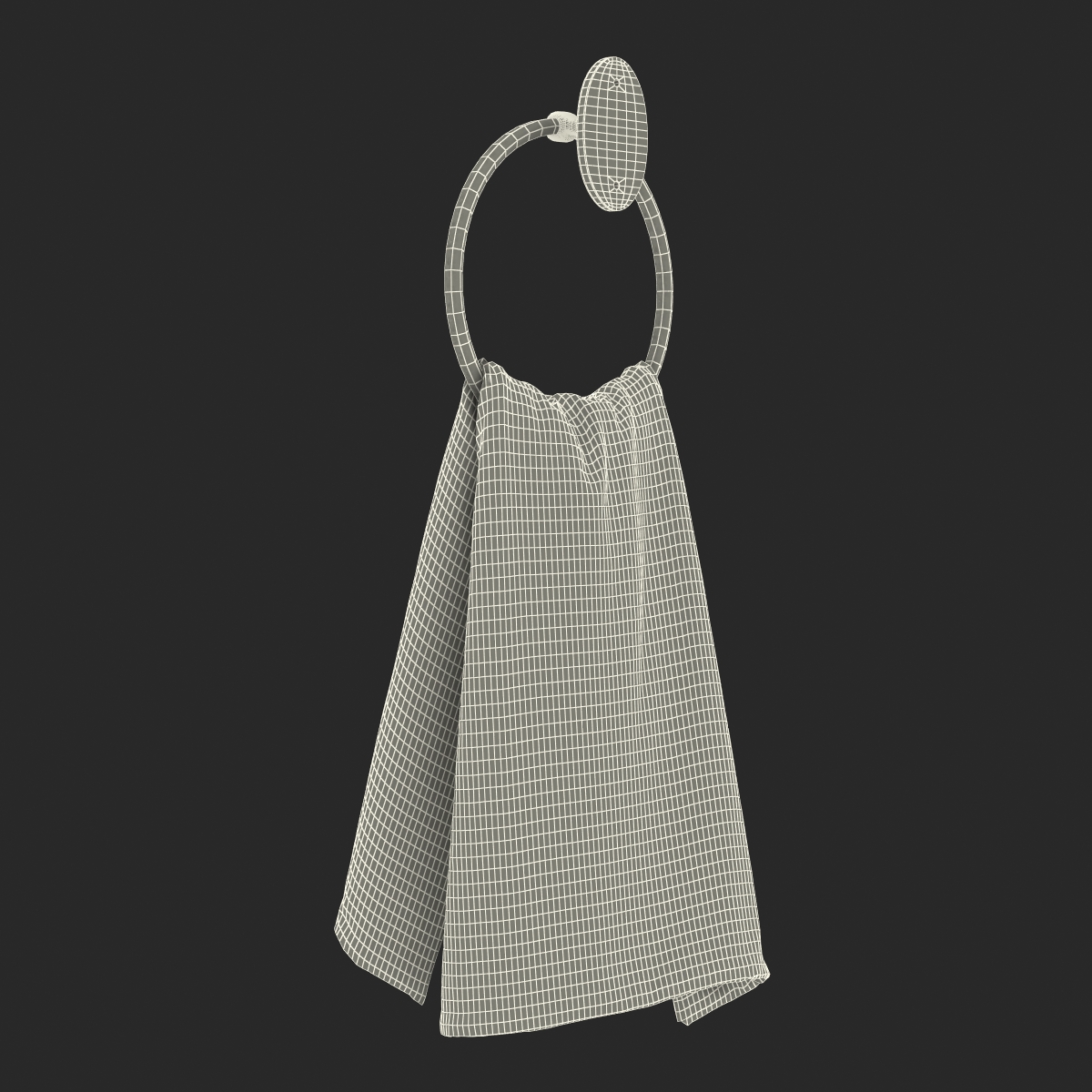 Hanging Bathroom Towel 2 White with Fur 3D model