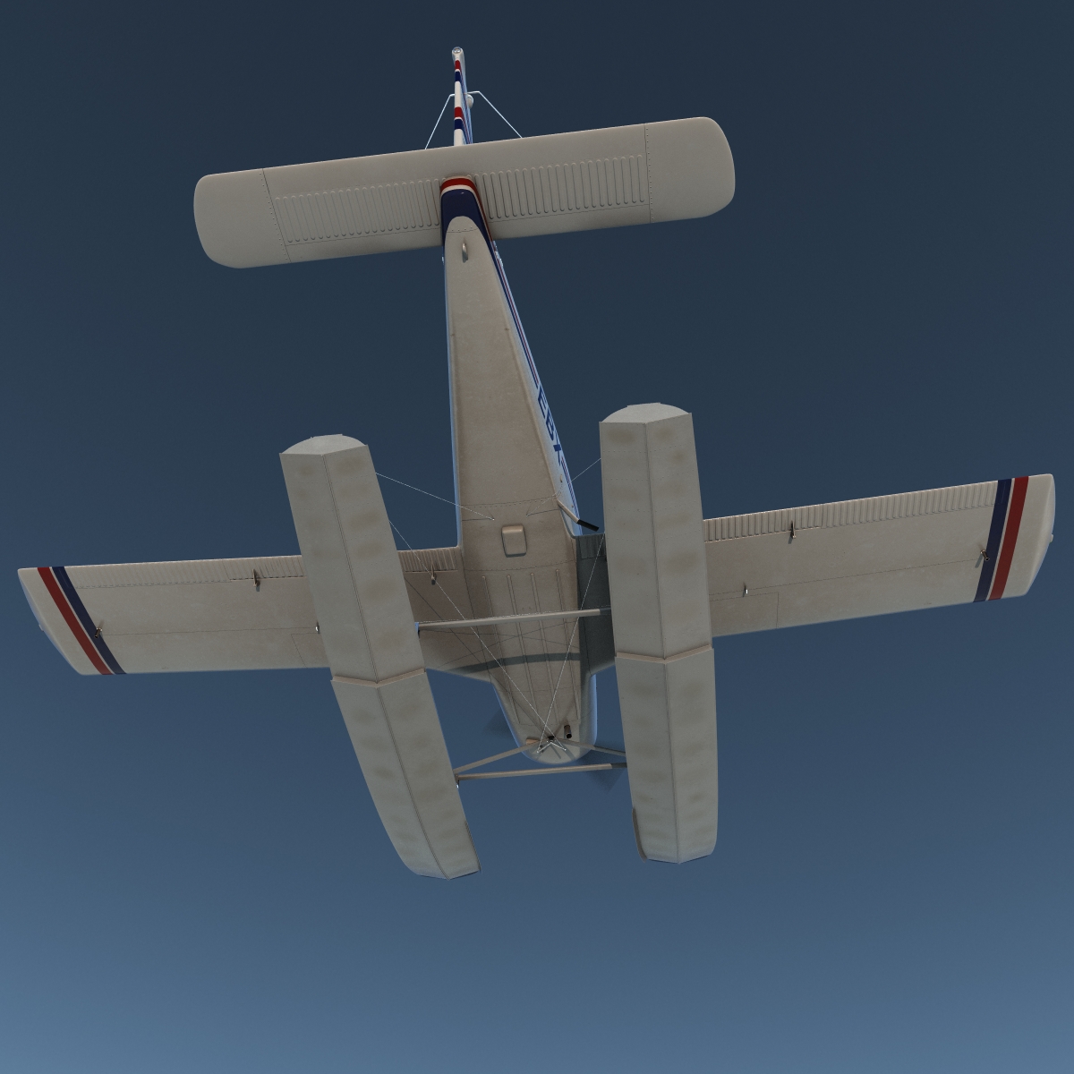 3D Light Aircraft Piper PA 28 Cherokee Seaplane Rigged