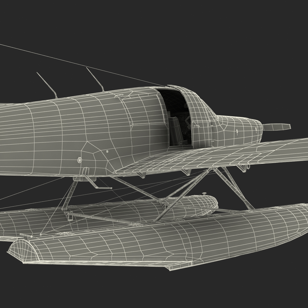 3D Light Aircraft Piper PA 28 Cherokee Seaplane Rigged