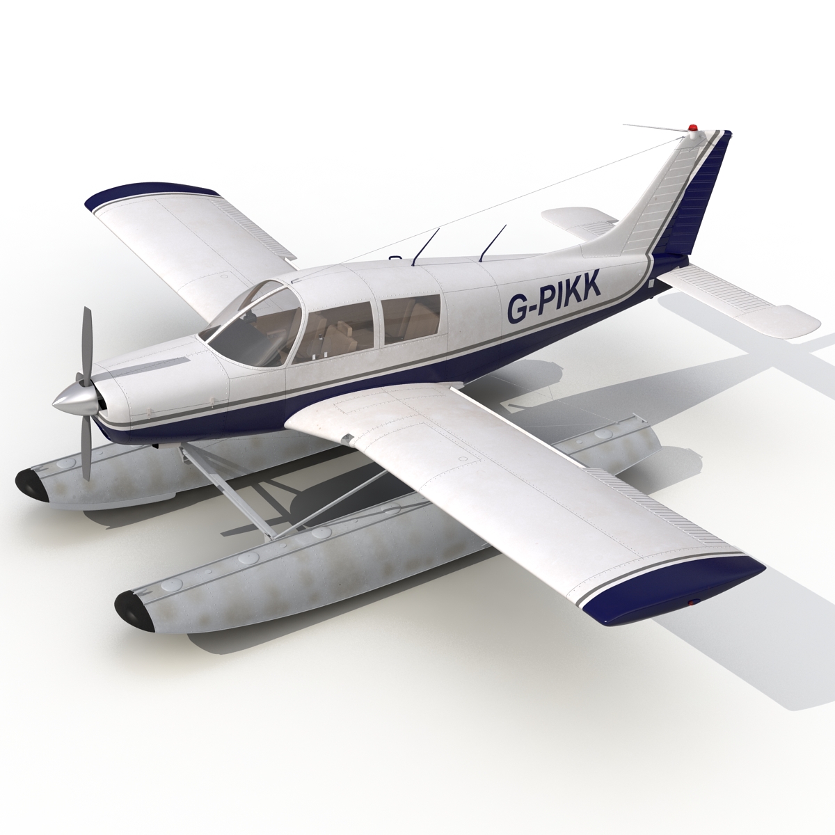 3D Light Aircraft Piper PA 28 Cherokee Seaplane Rigged 2 model