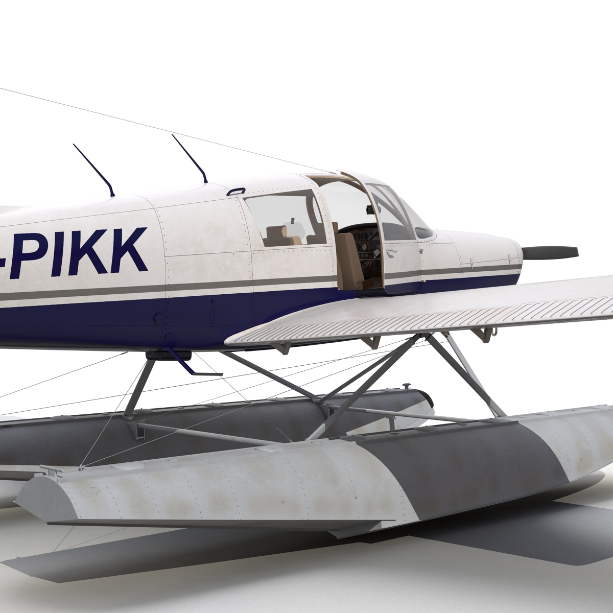 3D Light Aircraft Piper PA 28 Cherokee Seaplane Rigged 2 model