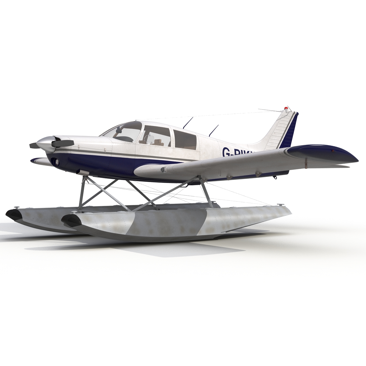 3D Light Aircraft Piper PA 28 Cherokee Seaplane Rigged 2 model