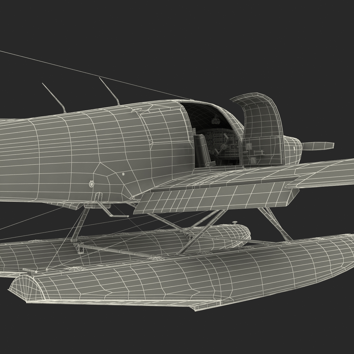 3D Light Aircraft Piper PA 28 Cherokee Seaplane Rigged 2 model