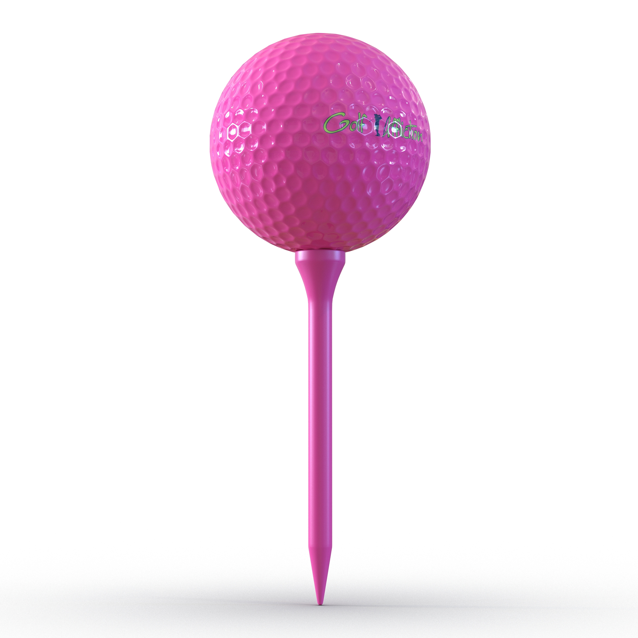 Golf Ball and Tee Pink 3D