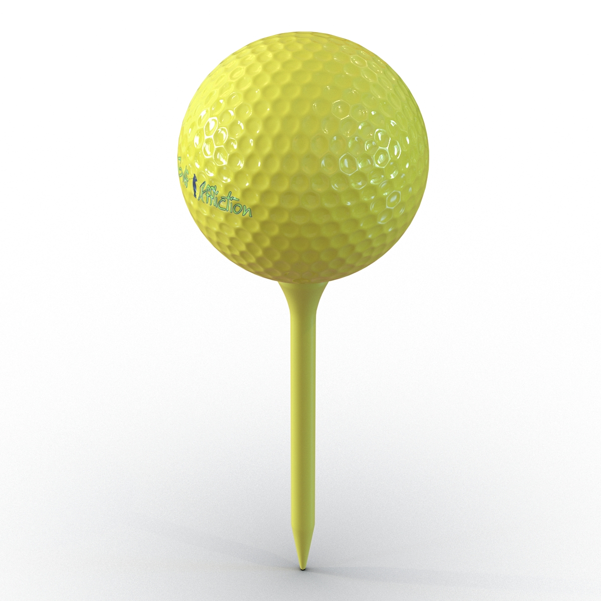 Golf Ball and Tee Yellow 3D model