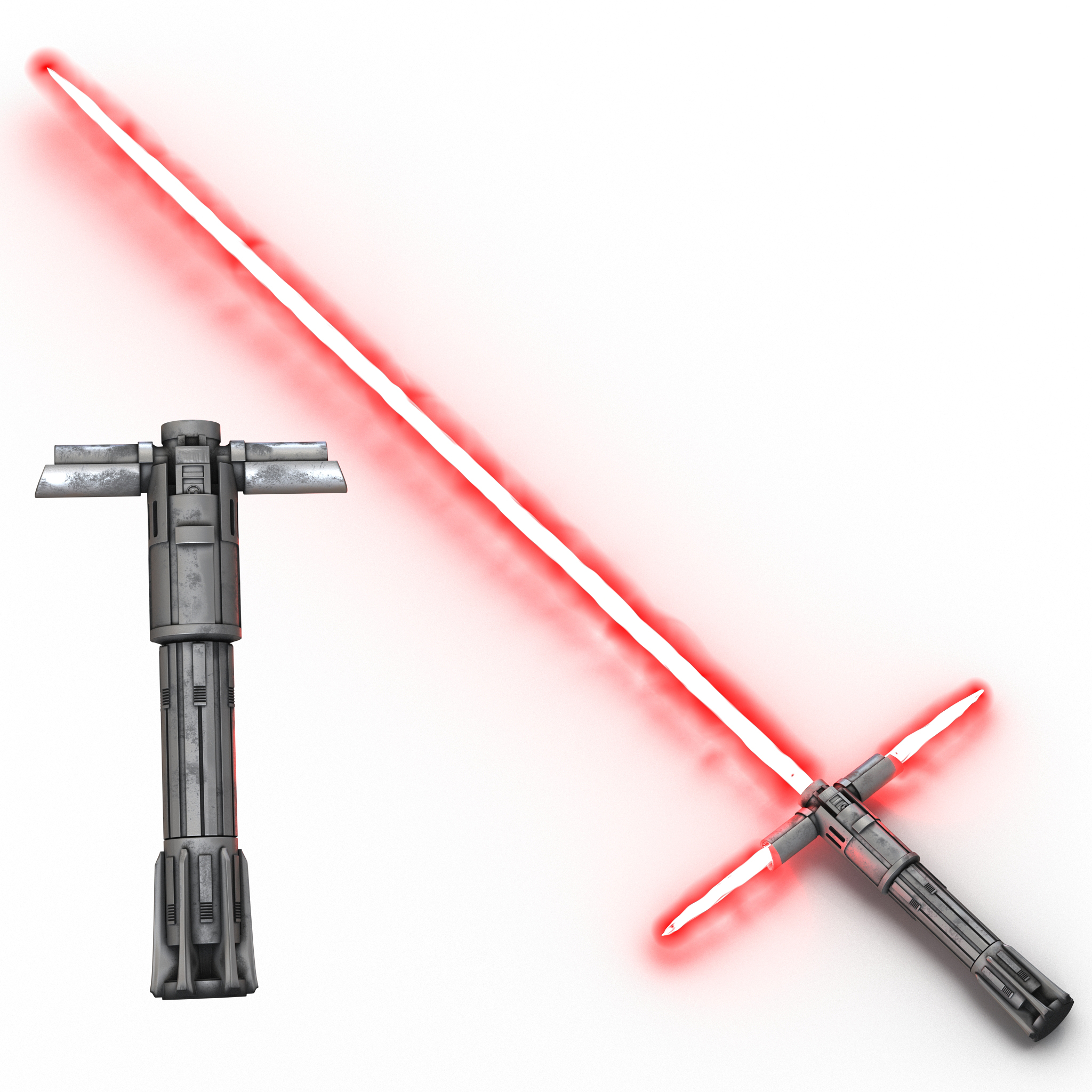 3D Kylo Ren Lightsaber Used Set model