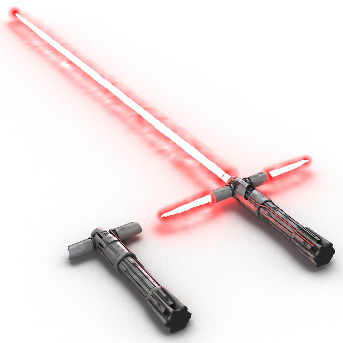 3D Kylo Ren Lightsaber Used Set model