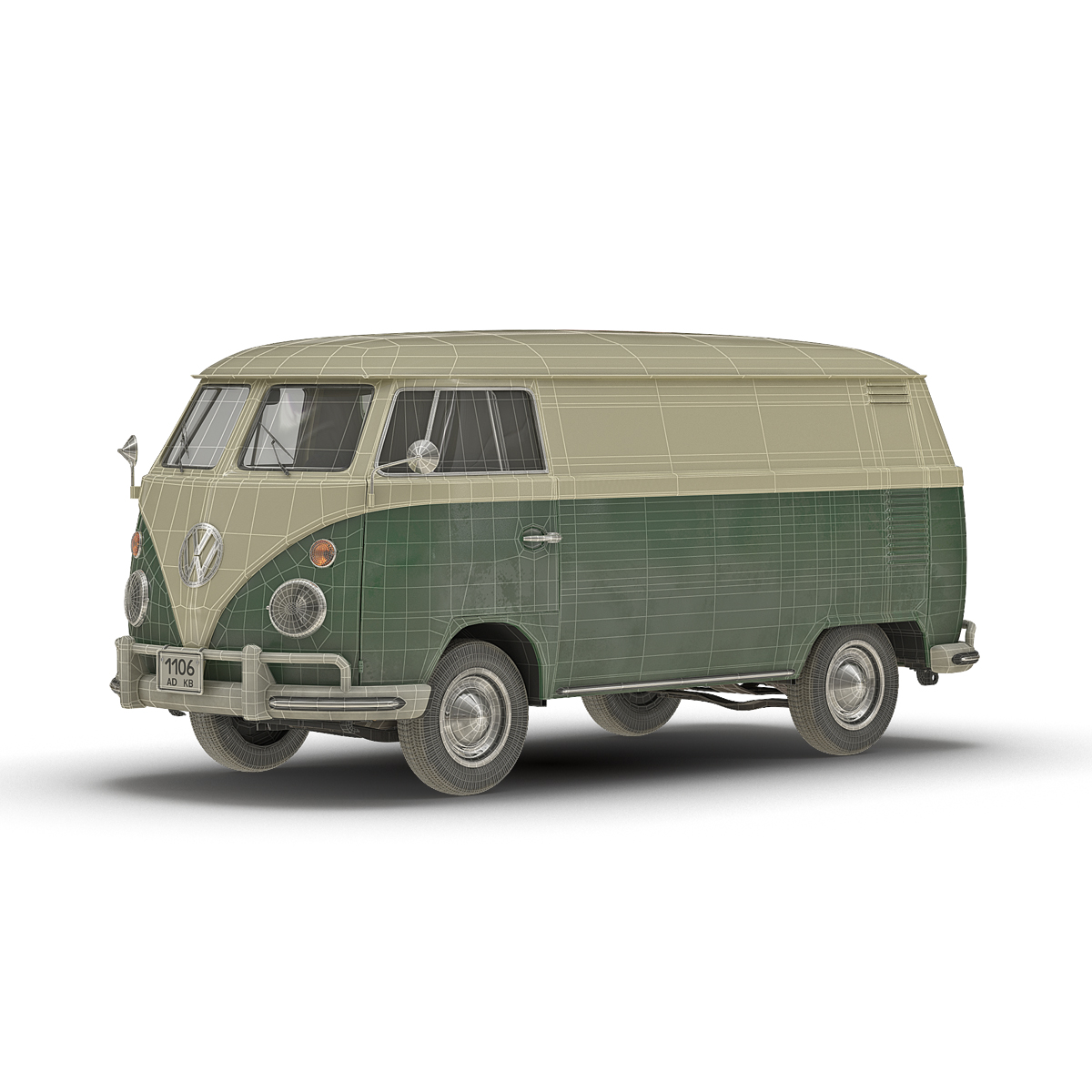 3D Volkswagen Type 2 Panel Van Green model