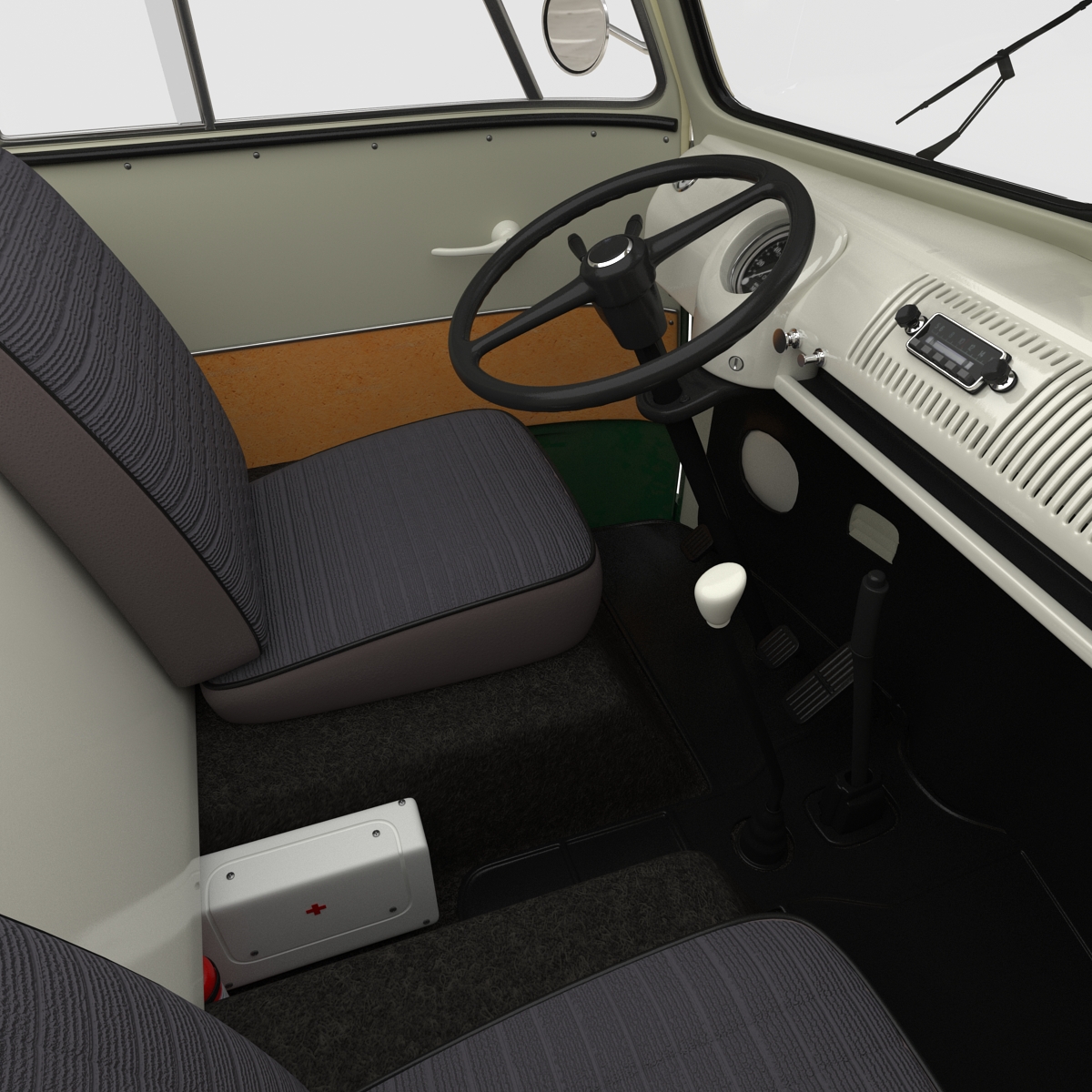 3D Volkswagen Type 2 Panel Van Green model
