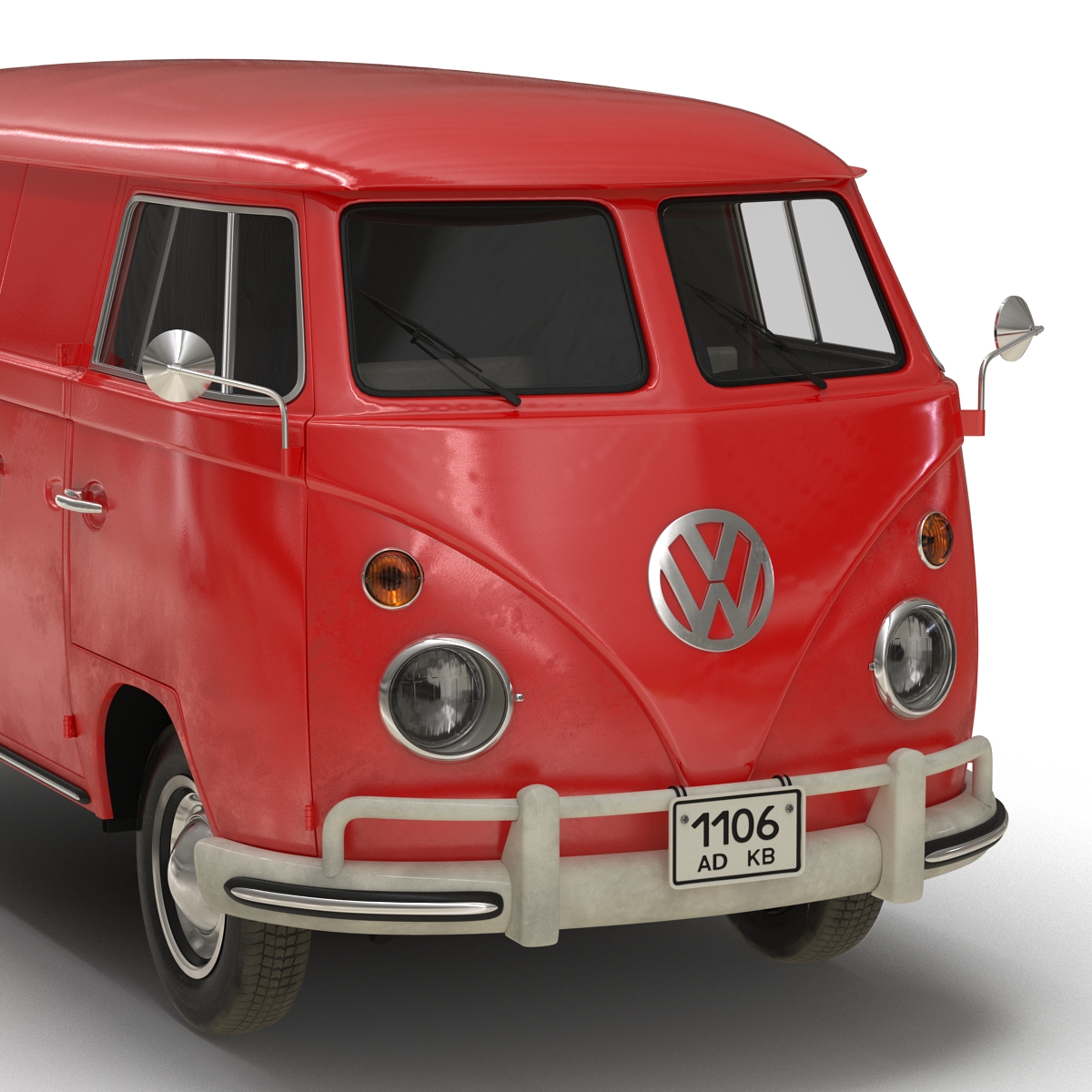 3D Volkswagen Type 2 Panel Van Red